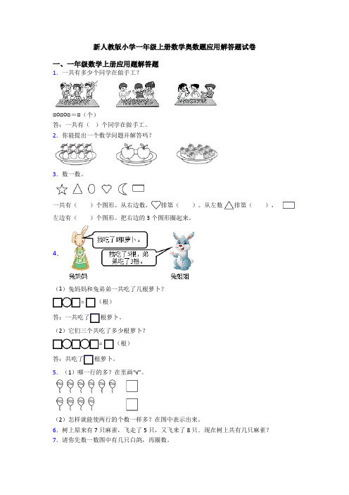 新人教版小学一年级上册数学奥数题应用解答题试卷