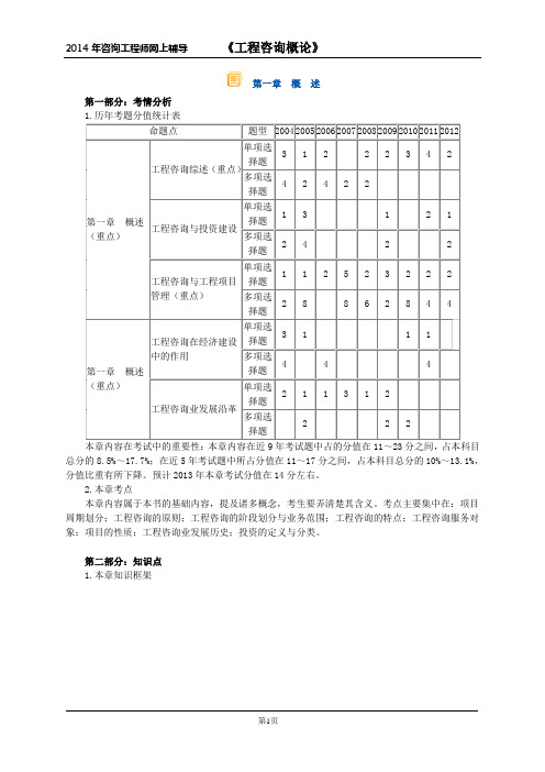 2014年咨询工程师考试《工程咨询概论》精讲班讲义4~7讲