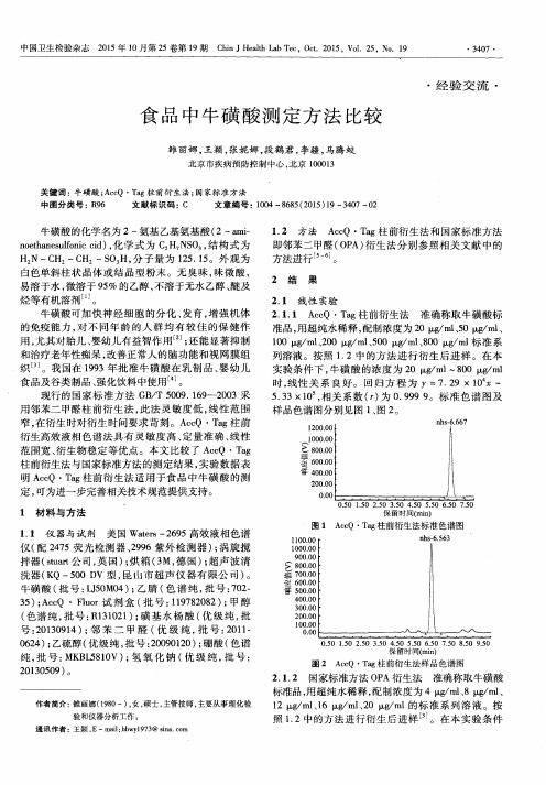 食品中牛磺酸测定方法比较