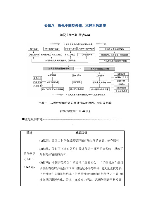 2018版高考历史(江苏专用)二轮教师用书:第1部分+近代篇+专题8 近代中国反侵略、求民主的潮流