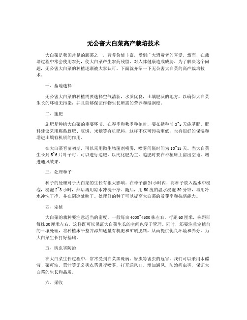 无公害大白菜高产栽培技术