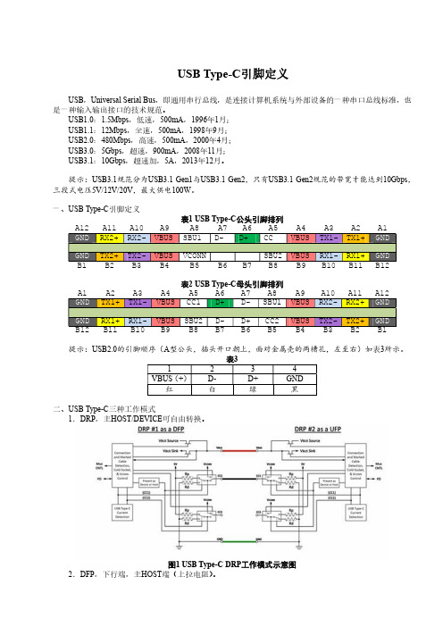 USB Typec 3.1 引脚定义