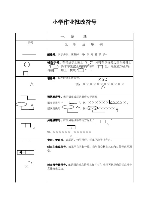 小学作业批改符号