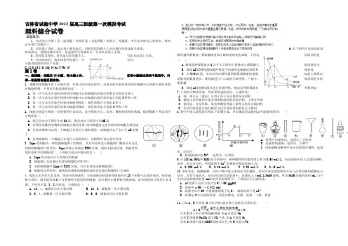 吉林省实验中学2022届高三上学期第一次模拟理科综合试题 Word版含答案