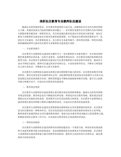 浅析社区教育专业教师队伍建设