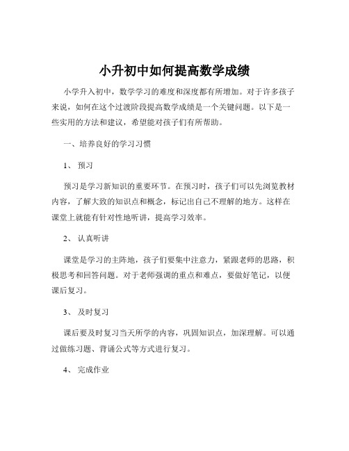 小升初中如何提高数学成绩