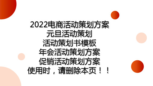 电商活动策划方案PPT 产品营销宣传模板