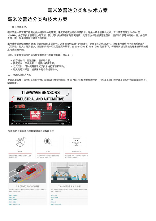 毫米波雷达分类和技术方案