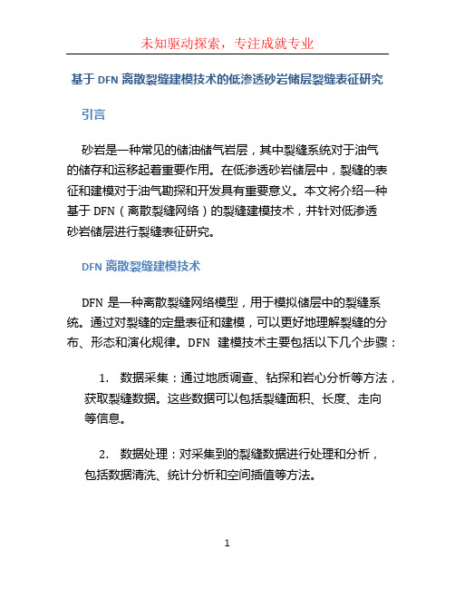 基于DFN离散裂缝建模技术的低渗透砂岩储层裂缝表征研究