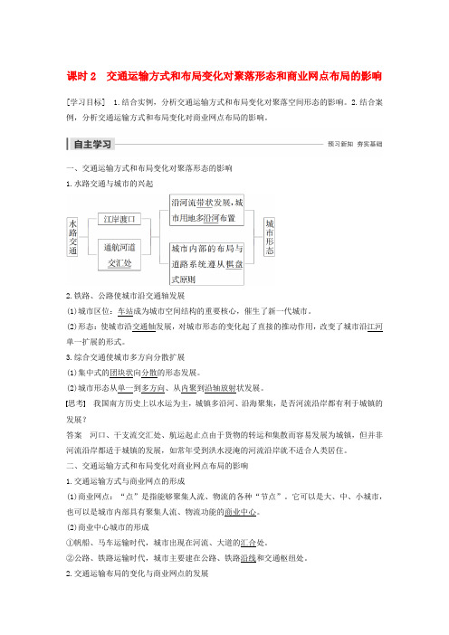 (课标版)2019_2020学年高中地理第3章交通运输方式和布局变化对聚落形态和商业网点布局的影响导学案