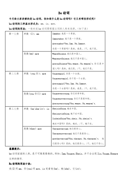 be动词的用法教学