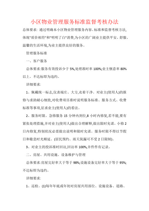 小区物业管理服务标准监督考核办法