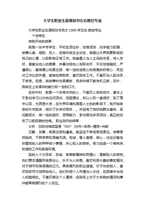 大学生职业生涯规划书左右数控专业