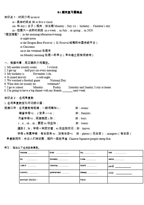 [译林版]6A 期末重难知识点整理及配套练习