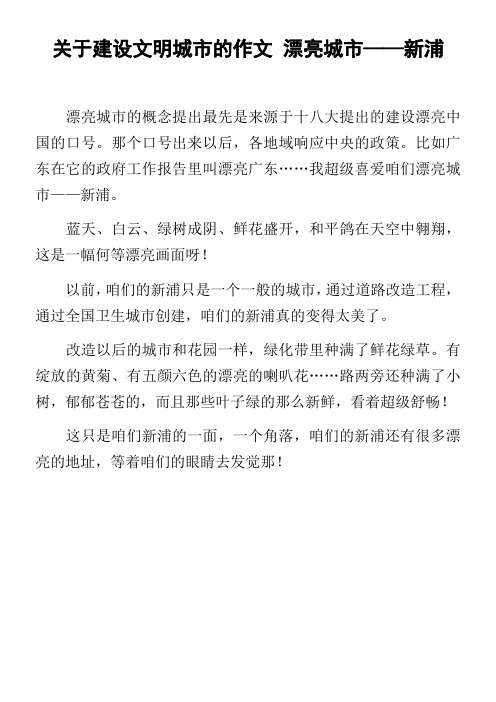 关于建设文明城市的作文漂亮城市——新浦