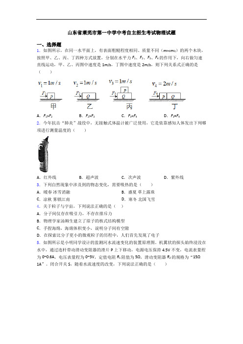 山东省莱芜市第一中学中考自主招生考试物理试题