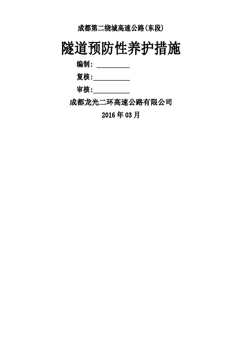 隧道预防性养护措施