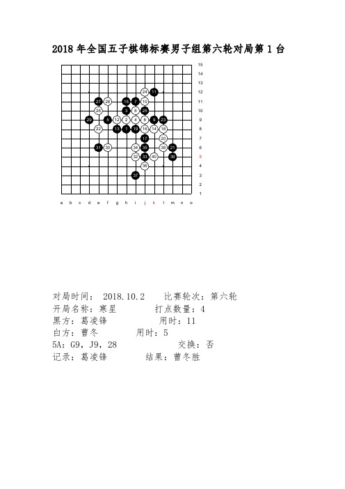 2018年全国五子棋锦标赛男子组第六轮对局第1台