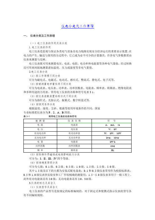 仪表分类及工作原理