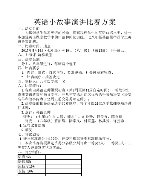 英语小故事演讲比赛方案