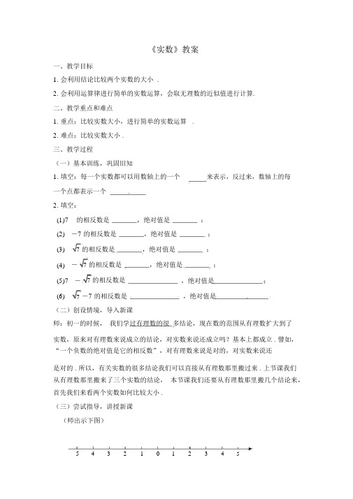 (新人教版)数学七年级下册：《实数》教学案