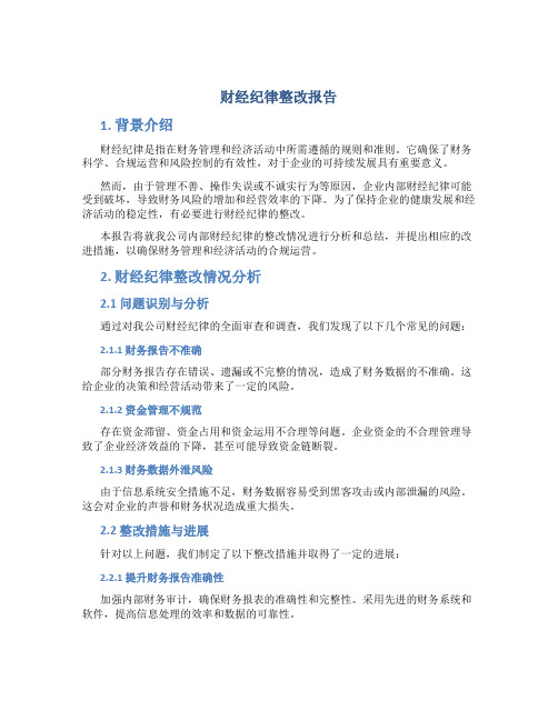 财经纪律整改报告