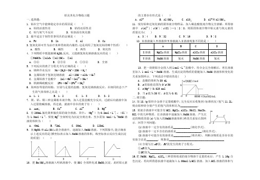 铝及其化合物练习题