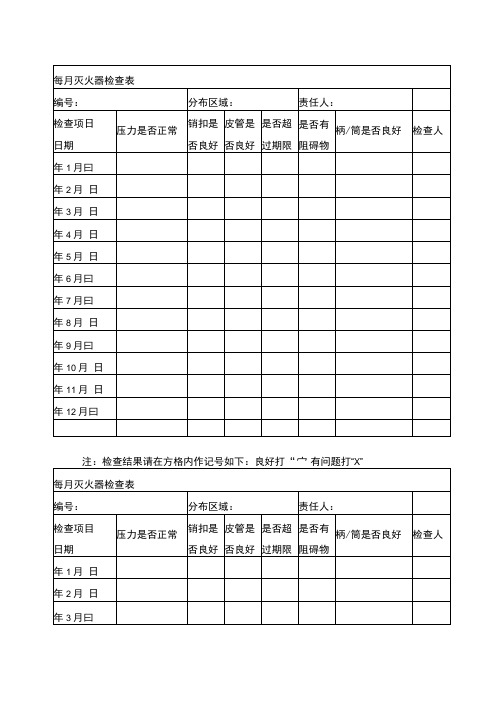 每月灭火器检查表