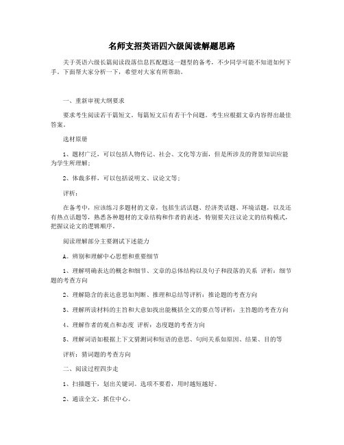 名师支招英语四六级阅读解题思路