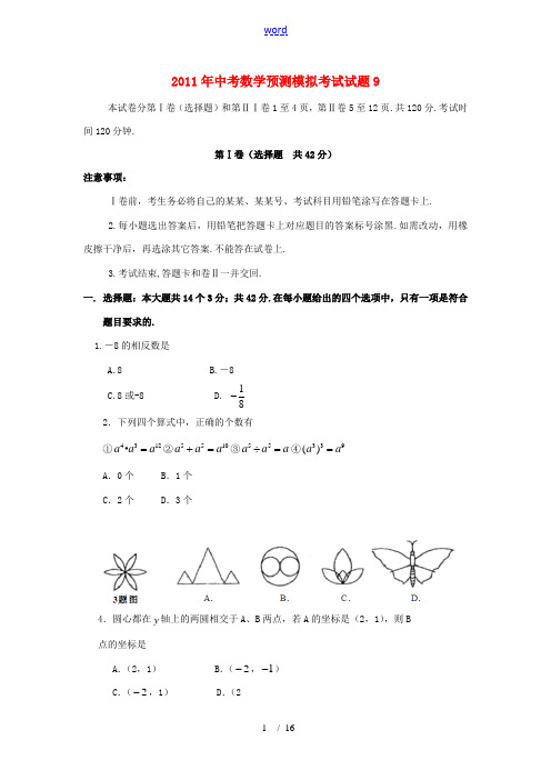 2011年中考数学预测模拟考试试题9