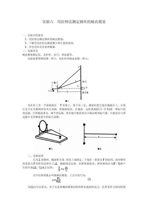 实验六用拉伸法测定钢丝的杨氏模量