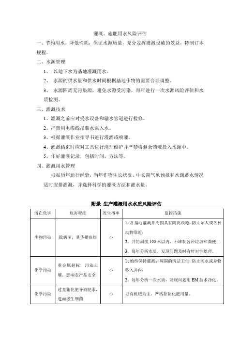 灌溉、施肥用水风险评估34.6.3.2