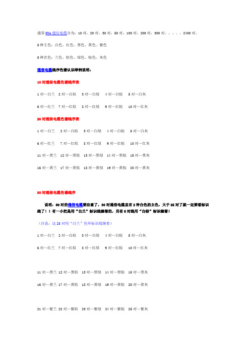 有线固话电缆色谱知识