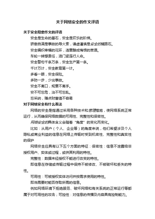 关于网络安全的作文评语