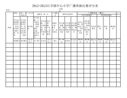 广播体操比赛评分表