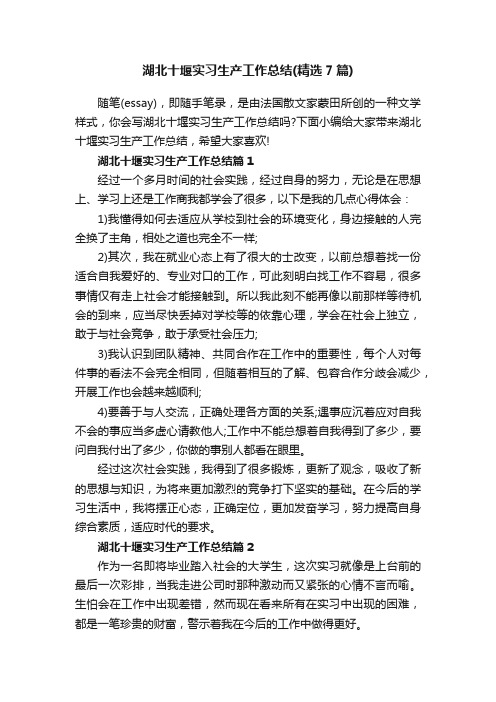 湖北十堰实习生产工作总结（精选7篇）