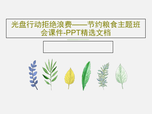 光盘行动拒绝浪费——节约粮食主题班会课件-PPT精选文档31页PPT