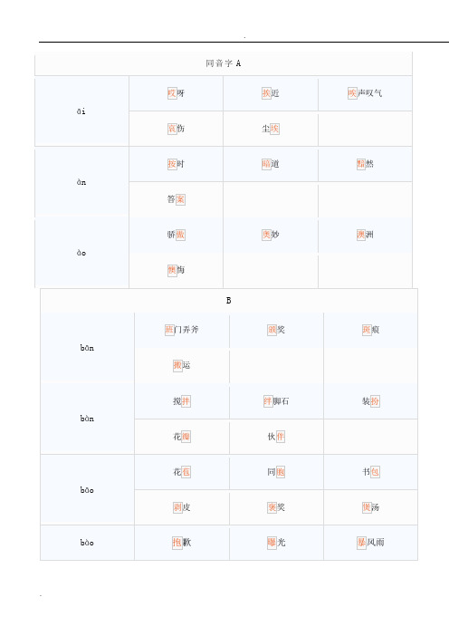 精同音字汇总大全