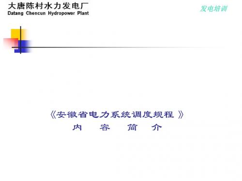 《安徽省电力系统调度规程》相关内容简介