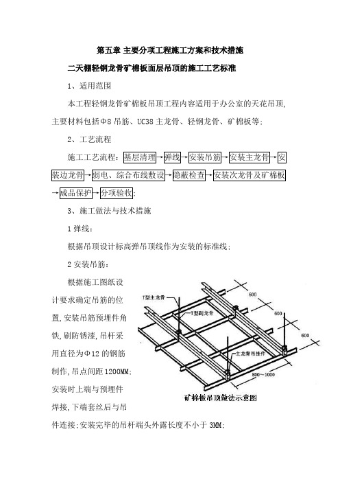 天棚轻钢龙骨矿棉板面层吊顶的施工工艺标准