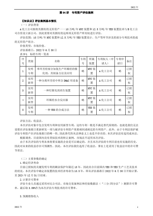 专利资产评估案例