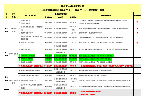 标管理体系认证项目进度计划表