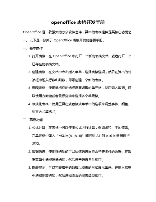 openoffice 表格开发手册