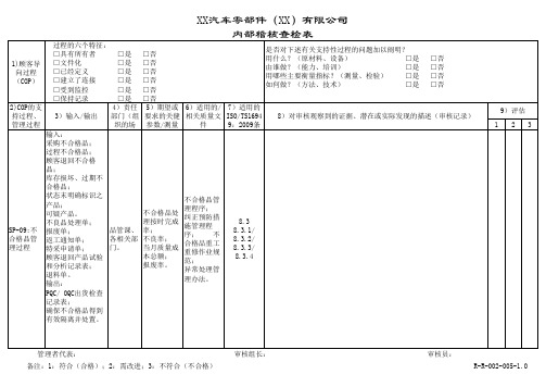 TS质量体系审核查检表(SP)