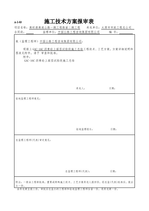 GAC-16C沥青砼上面层试验段施工总结