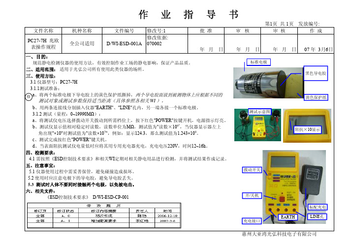 WI-001PC27-7H 兆欧表操作规程