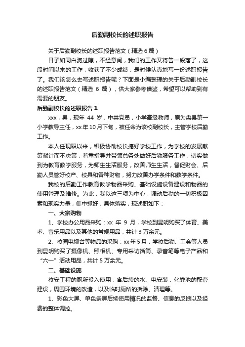 关于后勤副校长的述职报告范文（精选6篇）