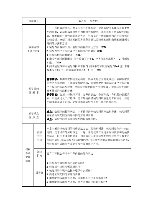 《机械制图》教案——第八章 装配图