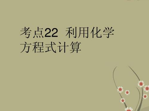 广东省佛山市中大附中三水实验中学2013届中考化学复习 考点22:利用化学方程式计算课件 新人教版