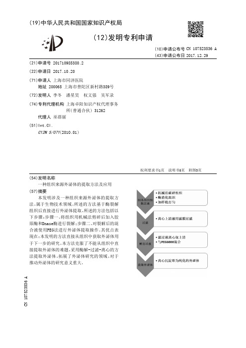 一种组织来源外泌体的提取方法及应用[发明专利]